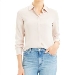 Theory Stretch Silk Classic Fitted Shirt Ivory